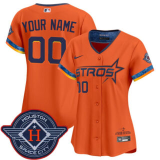 Women's Houston Astros Active Player Custom Orange 2025 City Connect Limited Stitched Baseball Jersey(Run Small)