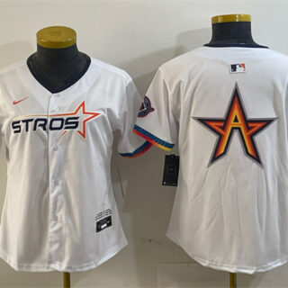 Women's Houston Astros Team Big Logo White 2025 City Connect Limited Stitched Baseball Jersey(Run Small)