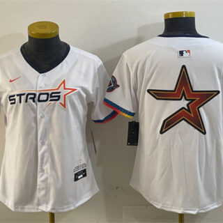 Women's Houston Astros Team Big Logo White 2025 City Connect Limited Stitched Baseball Jersey(Run Small)