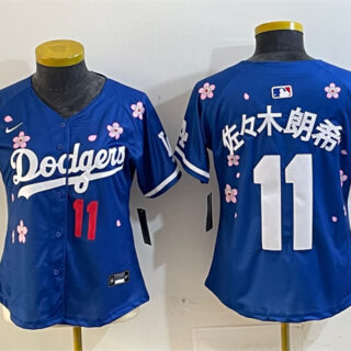 Women's Los Angeles Dodgers #11 Roki Sasaki Royal 2025 Tokyo Series Limited Stitched Baseball Jersey(Run Small)