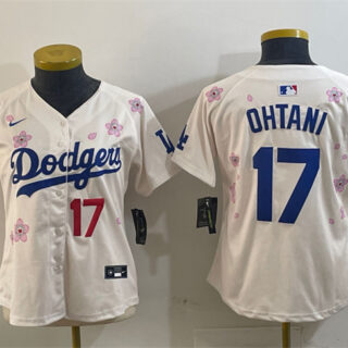Women's Los Angeles Dodgers #17 Shohei Ohtani Cream 2025 Tokyo Series Limited Stitched Baseball Jersey(Run Small)