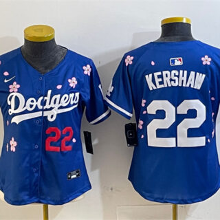 Women's Los Angeles Dodgers #22 Clayton Kershaw Royal 2025 Tokyo Series Limited Stitched Baseball Jersey(Run Small)