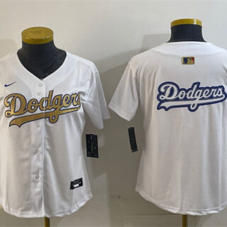 Women's Los Angeles Dodgers Team Big Logo White 2025 Gold Collection Limited Stitched Baseball Jersey(Run Small)