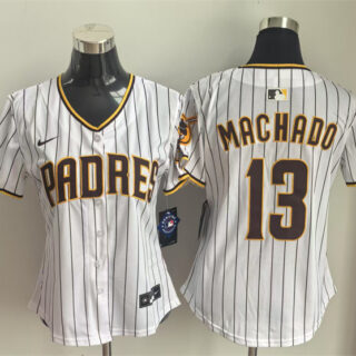 Women's San Diego Padres #13 Manny Machado White Home Limited Stitched Baseball Jersey(Run Small)