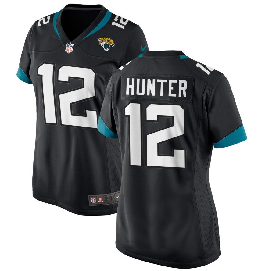 Women's #12 Travis Hunter Black Jacksonville Jaguars 2025 NFL Draft First Round Pick Team Game Player Jersey