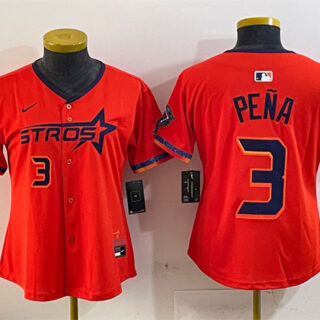 Youth Houston Astros #3 Jeremy Pena Orange 2025 City Connect With Texas Patch Limited Stitched Baseball Jersey