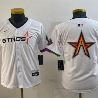 Youth Houston Astros Team Big Logo White 2025 City Connect Limited Stitched Baseball Jerseys