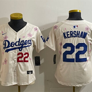 Youth Los Angeles Dodgers #22 Clayton Kershaw Cream 2025 Tokyo Series Limited Stitched Baseball Jersey