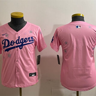 Youth Los Angeles Dodgers Blank Pink 2025 Tokyo Series Limited Stitched Baseball Jersey