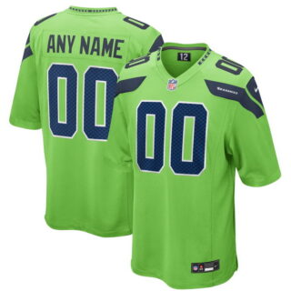 Custom Men's Neon Green Seattle Seahawks Alternate Game Jersey