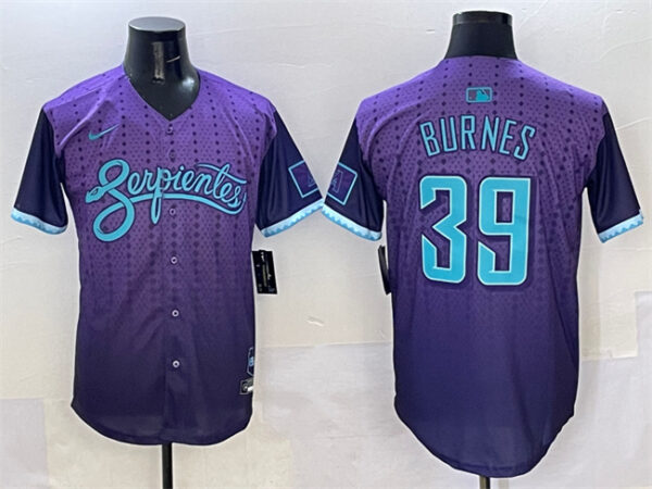 Men's Arizona Diamondbacks #39 Corbin Burnes Purple 2025 City Connect Limited Stitched Baseball Jersey