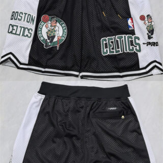 Men's Boston Celtics Black White Shorts (Run Small)