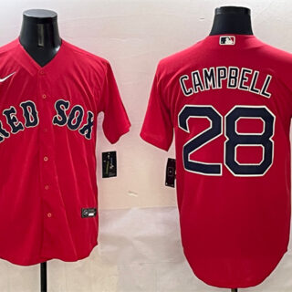 Men's Boston Red Sox #28 Kristian Campbell Red Cool Base Stitched Baseball Jersey