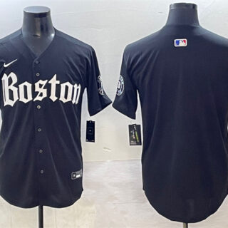 Men's Boston Red Sox Blank Black Gothic Vapor Limited Stitched Baseball Jersey