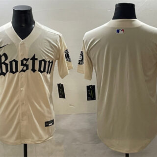 Men's Boston Red Sox Blank Cream Gothic Vapor Limited Stitched Baseball Jersey