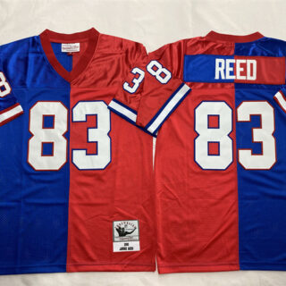 Men's Buffalo Bills #83 Andre Reed Blue Red Splite Throwback Stitched Jersey