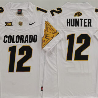 Men's Colorado Buffaloes #12 Travis Hunter White With XII Patch 2025 F.U.S.E Stitched Football Jersey