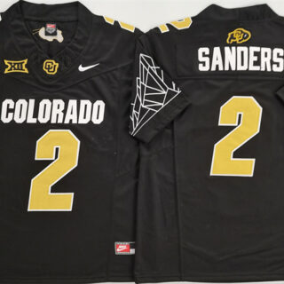 Men's Colorado Buffaloes #2 Shadeur Sanders Black With XII Patch 2025 F.U.S.E Stitched Football Jersey