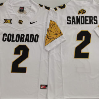 Men's Colorado Buffaloes #2 Shadeur Sanders White With XII Patch 2025 F.U.S.E Stitched Football Jersey