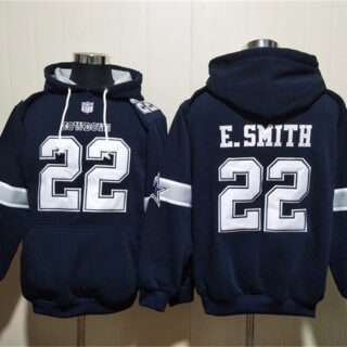 Men's Dallas Cowboys #22 Emmitt Smith Navy Ageless Must-Have Lace-Up Pullover Hoodie