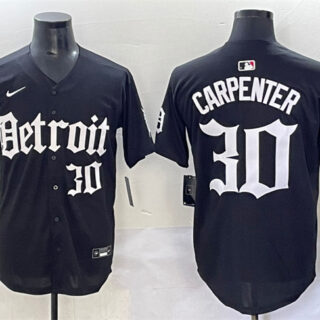 Men's Detroit Tigers #30 Kerry Carpenter Black 'Motor Gothic Edition' Vapor Premier Limited Stitched Baseball Jersey
