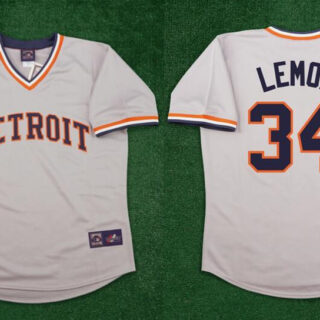 Men's Detroit Tigers #34 Chet Lemon Grey Road Throwback Stitched Baseball Jersey
