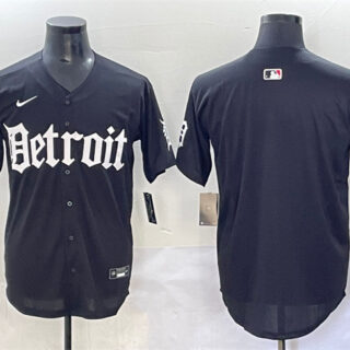 Men's Detroit Tigers Blank Black 'Motor Gothic Edition' Vapor Premier Limited Stitched Baseball Jersey