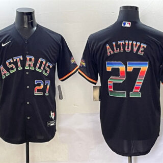 Men's Houston Astros #27 Jose Altuve Black Mexico With World Serise Champions Patch Cool Base Stitched Baseball Jersey