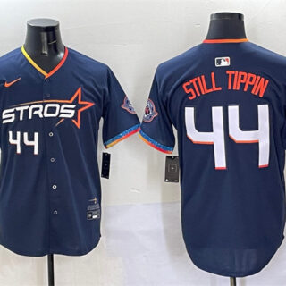 Men's Houston Astros #44 Still Tippin Navy 2025 City Connect With Texas Patch Limited Stitched Baseball Jersey