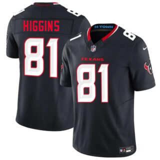 Men's Houston Texans #81 Jayden Higgins Navy 2025 Draft Vapor F.U.S.E. Limited Stitched Jersey
