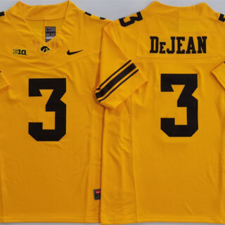 Men's Iowa Hawkeyes #3 Cooper DeJean Yellow F.U.S.E. Stitched Jersey