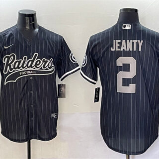 Men's Las Vegas Raiders #2 Ashton Jeanty Black Cool Base Stitched Baseball Jersey