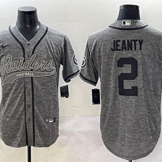 Men's Las Vegas Raiders #2 Ashton Jeanty Grey Cool Base Stitched Baseball Jersey 1