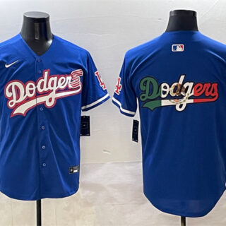 Men's Los Angeles Dodgers Team Big Logo Royal With American Flag Patch Limited Stitched Baseball Jersey