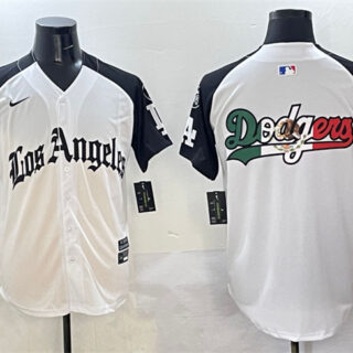 Men's Los Angeles Dodgers Team Big Logo White Black Mexico 2025 LA Gothic Style With Fernando Patch Vapor Premier Limited Stitched Baseball Jersey