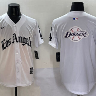 Men's Los Angeles Dodgers Team Big Logo White Mexico 2025 LA Gothic Style With Fernando Patch Vapor Premier Limited Stitched Baseball Jersey 001