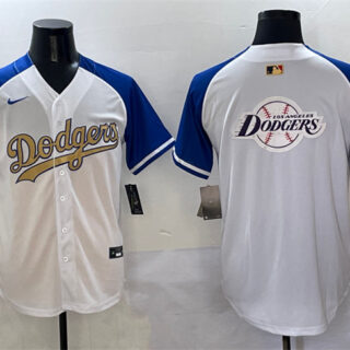 Men's Los Angeles Dodgers Team Big Logo White Royal Gold 2024 World Series Champions Vapor Limited Stitched Baseball Jersey