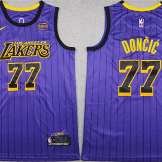 Men's Los Angeles Lakers #77 Luka Doncic Purple 2025 Stitched Basketball Jersey
