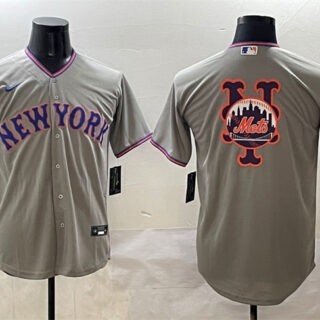 Men's New York Mets Team Big Logo Grey 2025 Limited Stitched Baseball Jersey