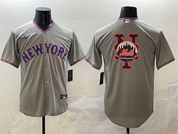 Men's New York Mets Team Big Logo Grey 2025 Limited Stitched Baseball Jersey