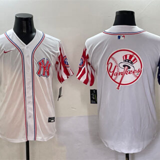 Men's New York Yankees Team Big Logo White American Style Limited Stitched Baseball Jerseys