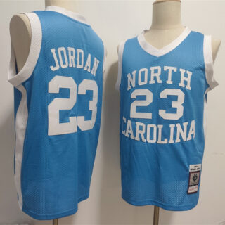 Men's North Carolina Tar Heels #23 Michael Jordan Light Blue Throwback Stitched Jersey