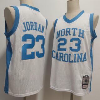 Men's North Carolina Tar Heels #23 Michael Jordan White Throwback Stitched Jersey