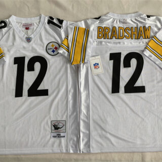 Men's Pittsburgh Steelers #12 Terry Bradshaw White Stitched Football Jersey