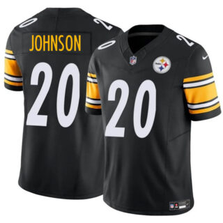 Men's Pittsburgh Steelers #20 Kaleb Johnson Black 2025 Draft F.U.S.E. Vapor Limited Stitched Football Jersey