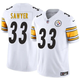 Men's Pittsburgh Steelers #33 Jack Sawyer White 2025 Draft F.U.S.E. Vapor Limited Stitched Football Jersey