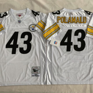 Men's Pittsburgh Steelers #43 Troy Polamalu White Stitched Football Jersey