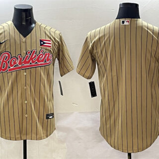 Men's Puerto Rico Baseball Blank Tan 2023 World Baseball Classic Stitched Jersey