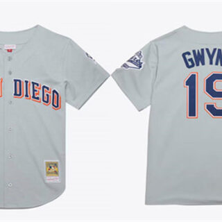 Men's San Diego Padres #19 Tony Gwynn Gray 1969-99 Stitched Baseball Jersey