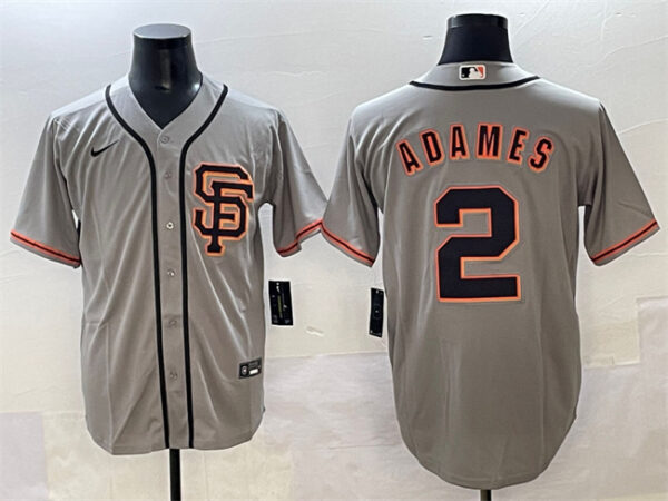 Men's San Francisco Giants #2 Willy Adames Grey Cool Base Stitched Baseball Jersey